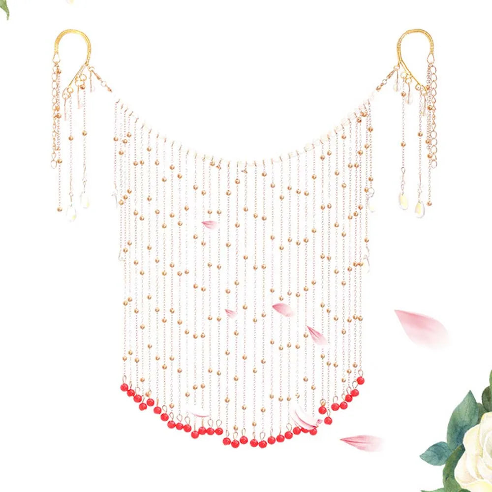 Temperament Women Ancient Style Chain Alloy Hair Accessories Cover Face Jewelry Hanfu Headdress Tassel Veil Qme