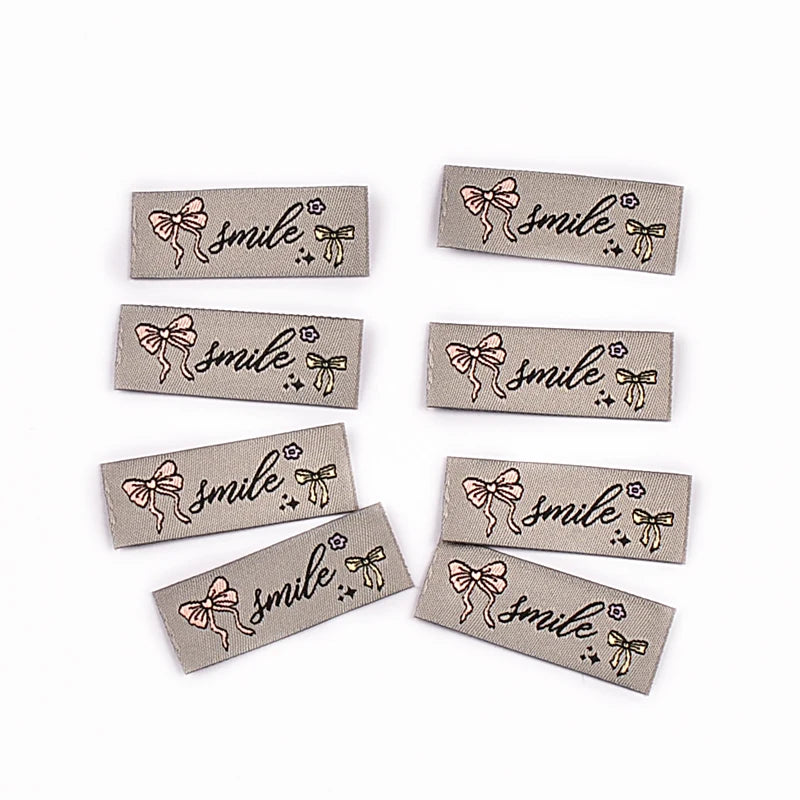 50pcs 15x40mm bowknot Rectangular Embroidery Label For Clothing Bag Decoration Accessories DIY Handmade Sewing Supplies cp4180 Qme 50pcs cp4180-1