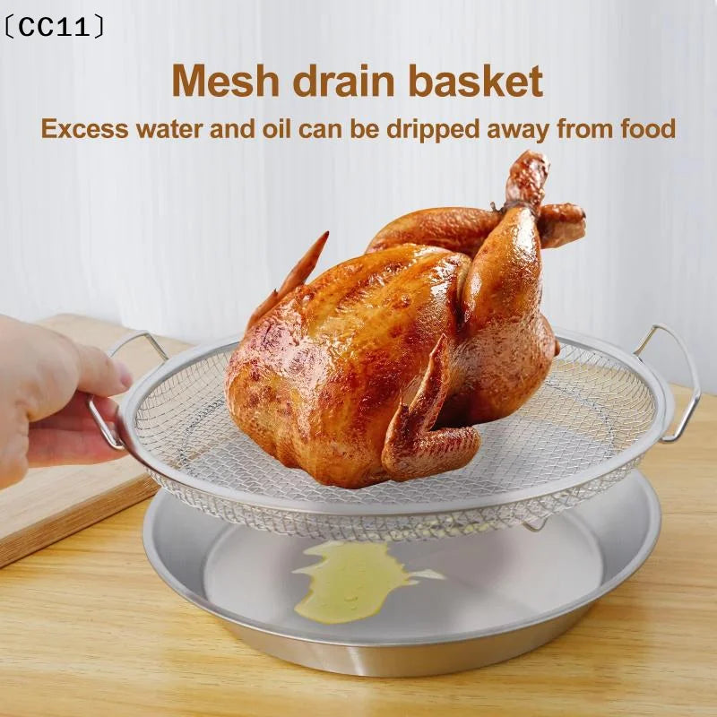 Stainless Steel Mesh Oil Filter Tray Drain Basket Reusable Vegetable Qme