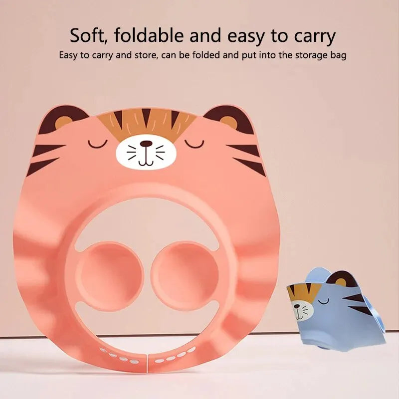 Baby Bath Visor Shampoo Cap Children Kids Shower Soft Cap Adjustable EVA Cap Waterproof Eye Protection Earmuff Headgear Fox Cap Qme