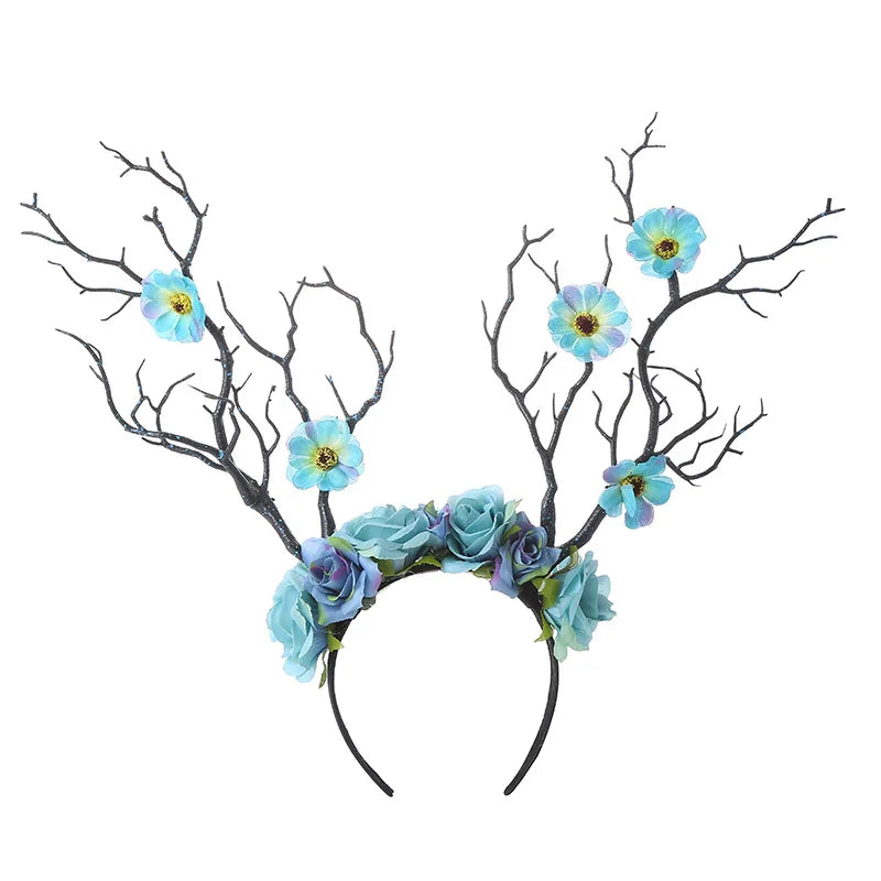 Handmade Enchanted Antler Headgear Cosplay Elf Elven Headpiece Magic Fairy Crown Elvish Forest Branch System Photography Prop Qme C
