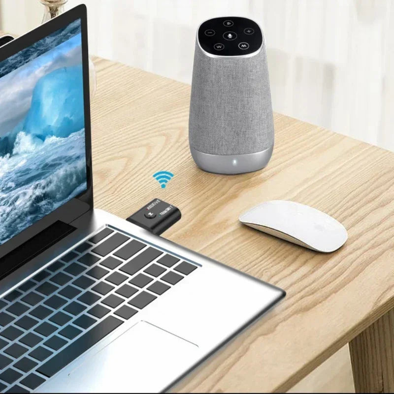 BT5.0 Bluetooth Adapter Wireless Audio Receiver and Transmitter Dual Function Bluetooth 5.0 USB For Speaker Parts Qme