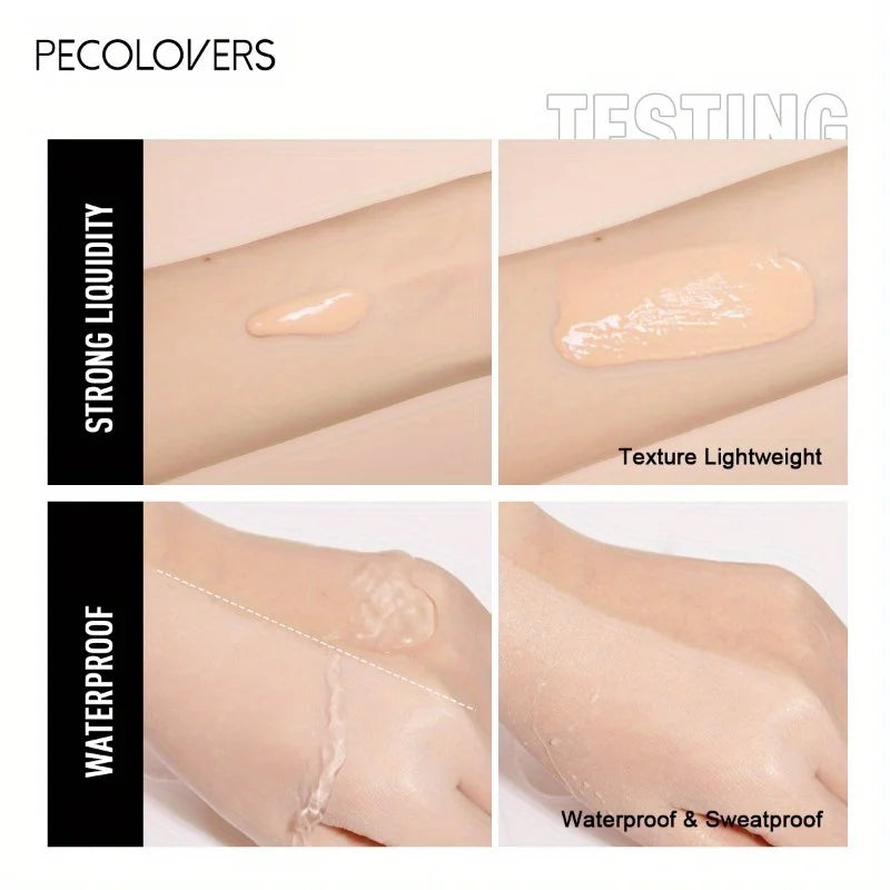 PECOLOVERS Matte Finish Liquid Foundation - Oil-Control, Waterproof, Full Coverage Concealer for All Skin Tones Qme