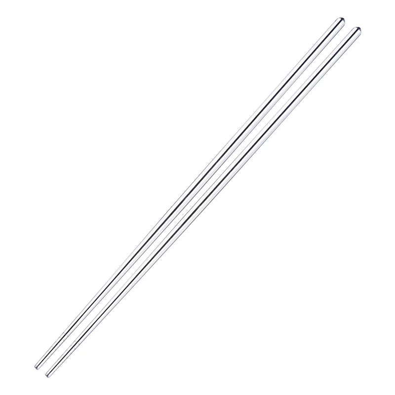 New Frying Tableware Chinese Lengthen Chopsticks Stainless Steel Reusable Japanese Sushi Sticks Korean Hot Pot Tools Qme A