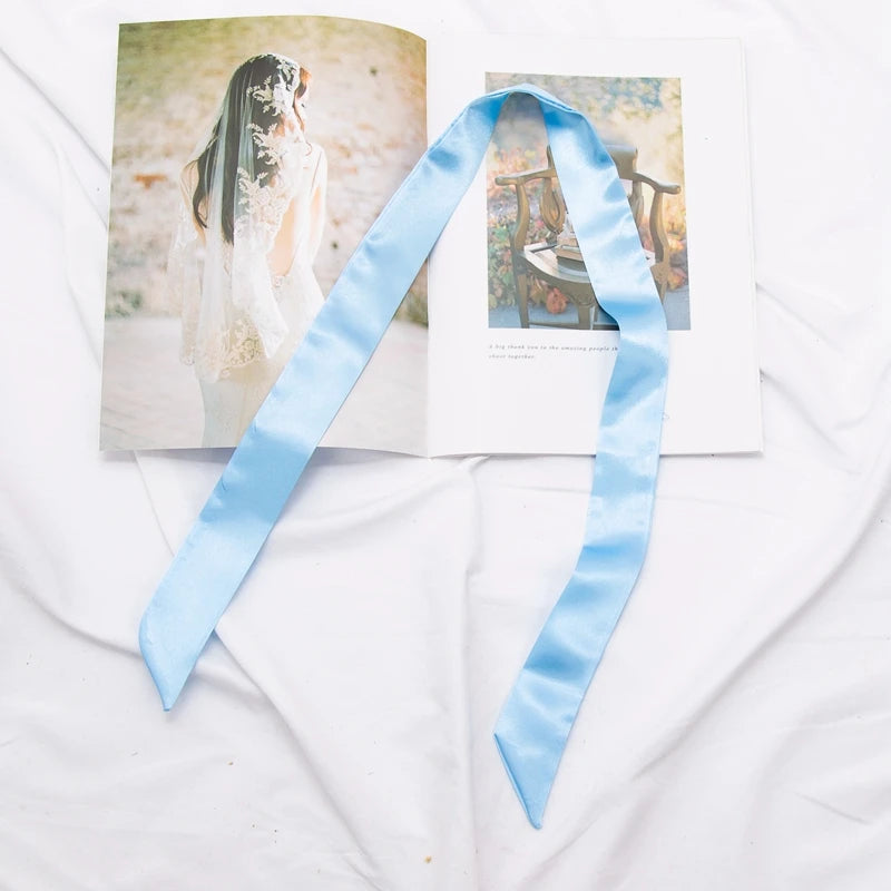 Long Bag Scarf Women Hair Band Lady Accessories Solid Skinny Scarves