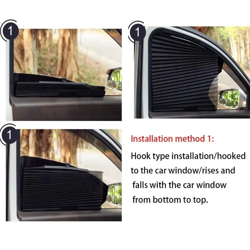 1PCS Car Side Folding Sunshade Retractable Car Front/Rear Window Sunshades Mesh UV Protect Curtain Foldable Auto Truck SunShield Qme