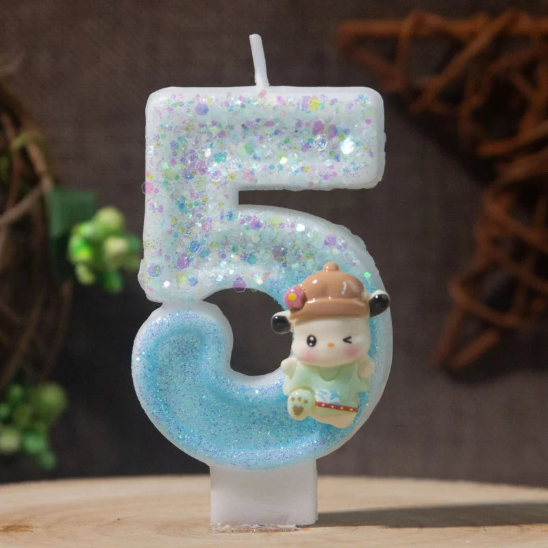 Pacha Dog 0-9 Numbered Birthday Candles Pink Cartoon Cake Topper Qme