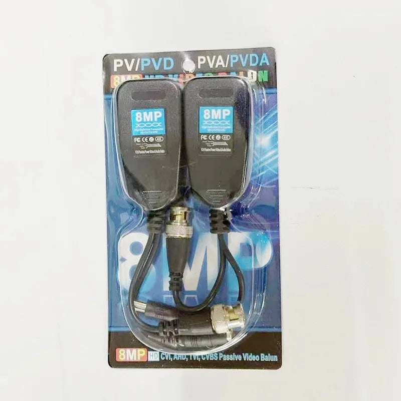 3 pairs 8MP Surveillance PV Power Video 2-in-1 Twisted Pair Transmitter Coaxial Analog BNC to RJ45 Ethernet Cable Qme