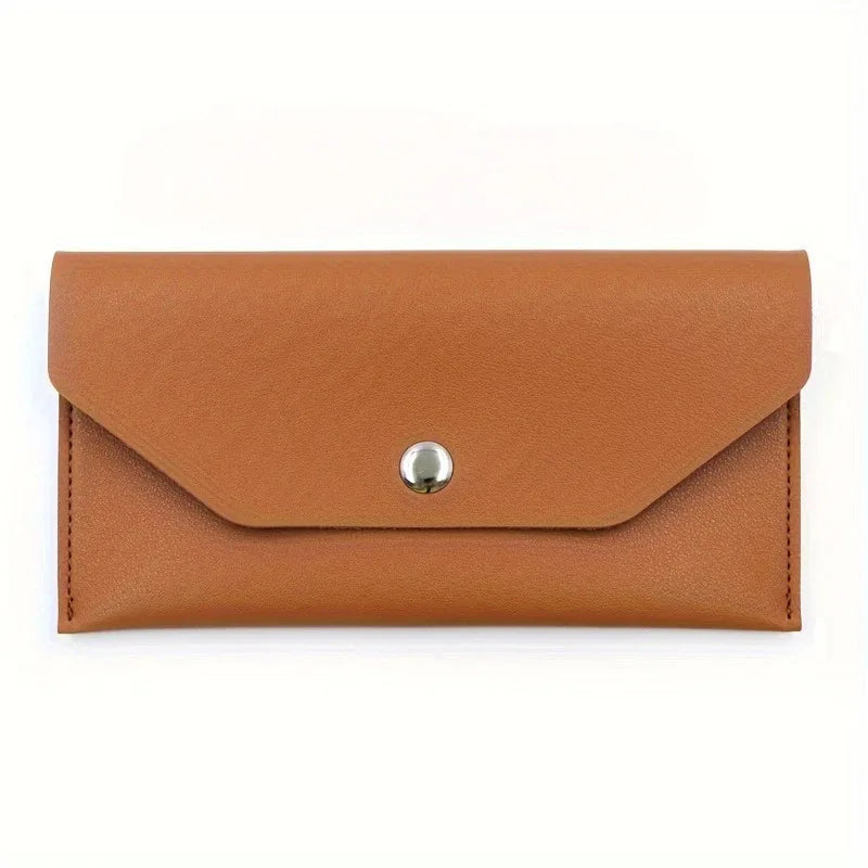 Men’s Ultra Thin Portable Cash Envelope Wallet Wear Resistant PU Leather Money Binder Organizer with Name Card Holder Qme Brown