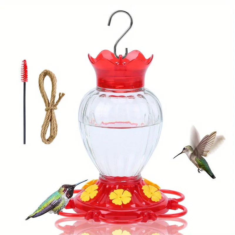 Hummingbird outdoor courtyard hanging water dispenser with habitat and ant proof pool, durable and easy to clean Qme