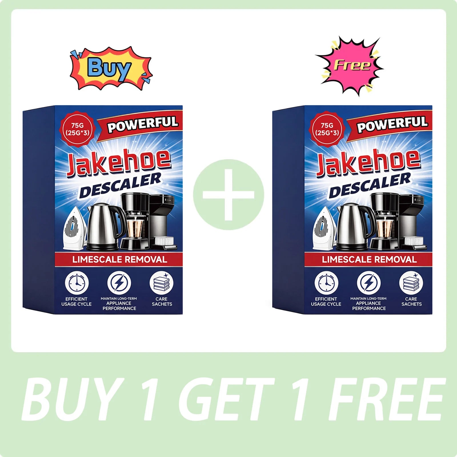 JAKEHOE Multi-purpose Descaler Remove Hard Water Deposits Clean Parts Maintain Appliance Performance Powerful Limescale Remover Qme BUY 1 GET 1 FREE