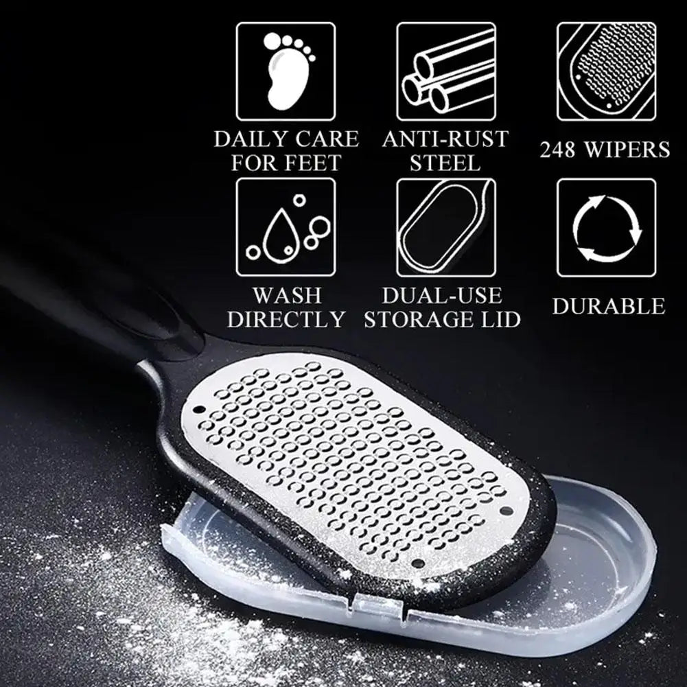 Portable Foot Scrubber Steel Callus Remover Foot File Scraper Foot File With Lid Heel Scraper Dead Skin Remove Qme