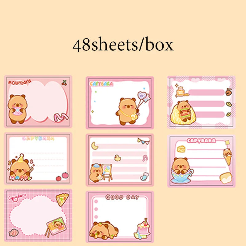 40 Sheets/Bag Cute Capybara Pull Tab Notes for DIY Scrapbooking, Meeting Memo, Schedule Reminder, File Management, Study Office Qme Pink