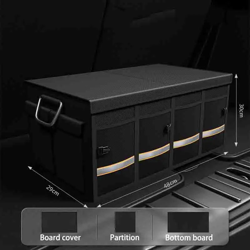 Foldable Storage Car Trunk Organizer Durable Sturdy Collapsible Reflective Strip Storage Box for Sedan SUV Car Large Capacity Qme 46L
