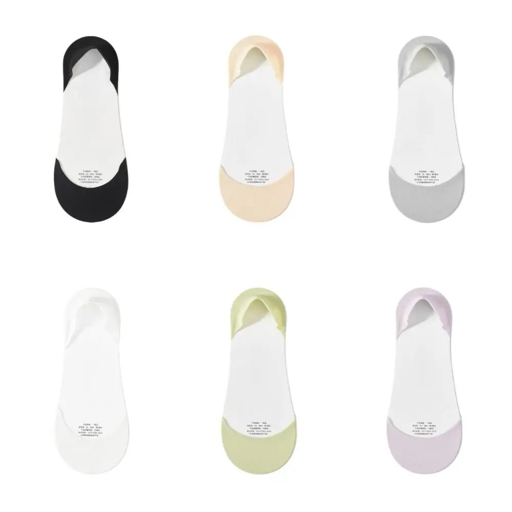 3Pairs Solid Invisible Socks Women Anti Slip Thin Summer Sweat Qme