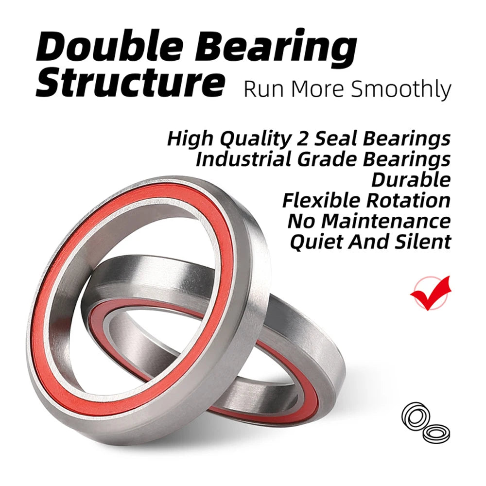 WEST BIKING MTB Bicycle 44mm Headset Double Bearing 28.6 Straight Tube Bike Fork Steering Column Spacers Stem Cap BMX Parts Qme