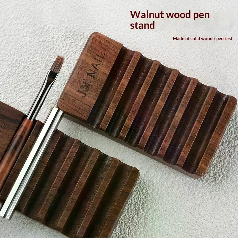 1 Pcs 6 Grids Nail Brush Rack Shelf Painting Pen Rest Holder Stand Wood UV Gel Brush Display Holder Qme