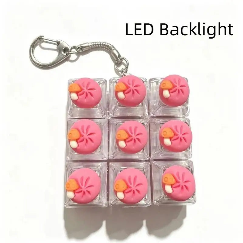 Keyboard Fidget Toy Keychain with LED Light 9 Button Clicker Anti Anxiety Stress Relief Toy for Party Favors Gifts Qme A10 one size