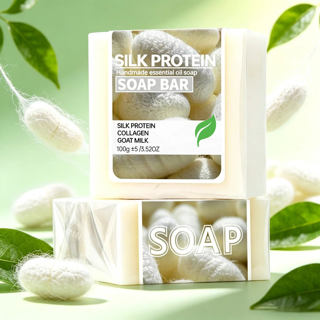 Silk Protein Drawing Soap Goat Milk Moisturizing Cleansing Collagen Qme
