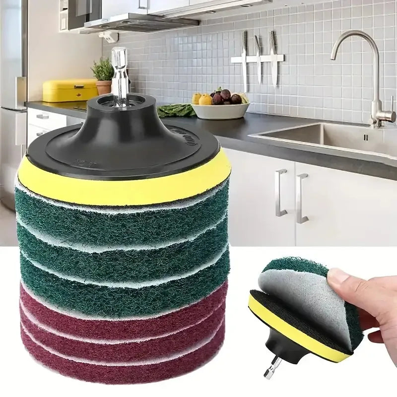 8pcs Drill Bit Power Brush Tile Scrubber Cleaning Kit Bathroom Floor Bathtub Polishing Pad Household Cleaning Tools Qme