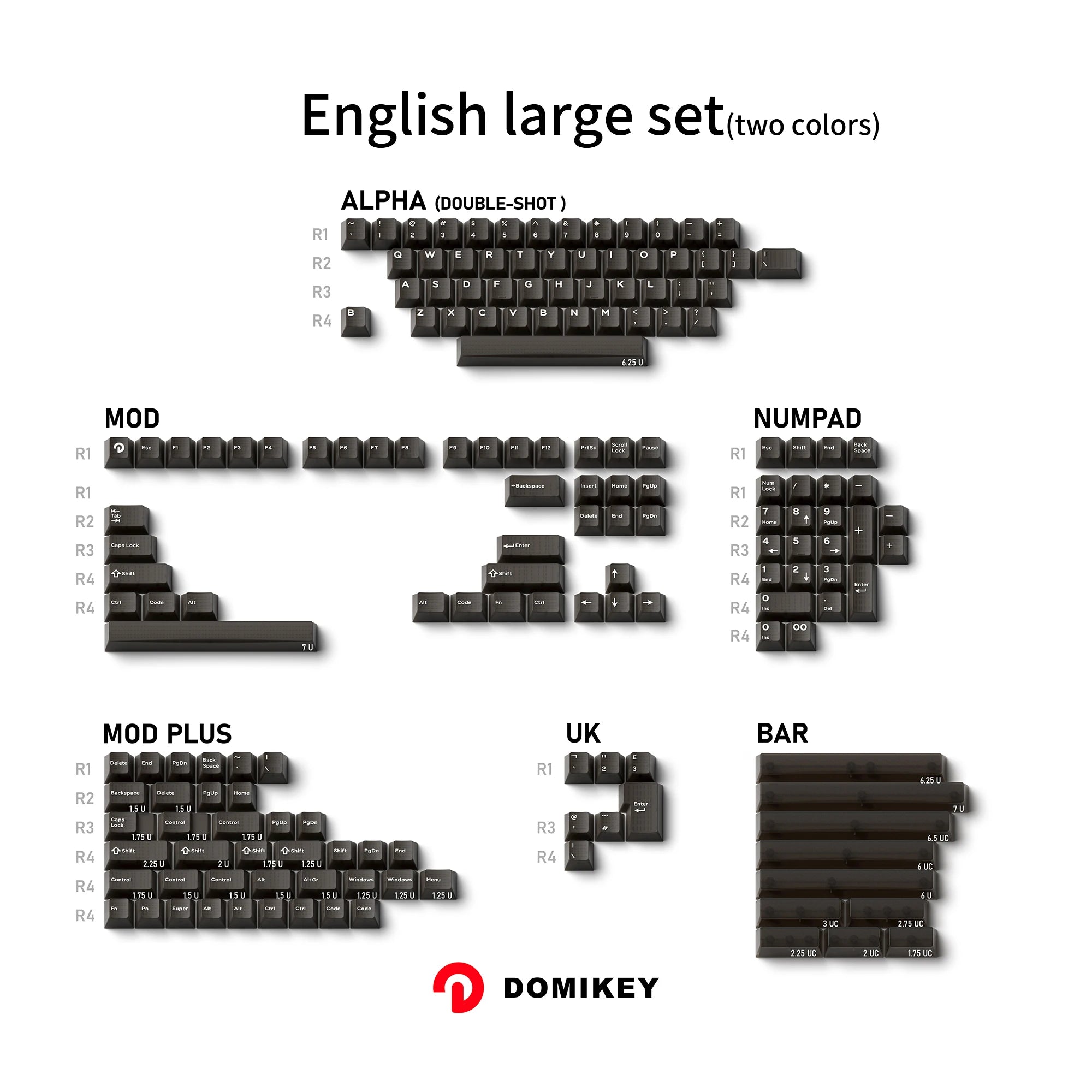 Domikey Obsidian Mechanical Keyboard WOB Cherry Profile ABS Keycaps Black White Triple Double Japanese Black Translucent Keycaps Qme English complete set