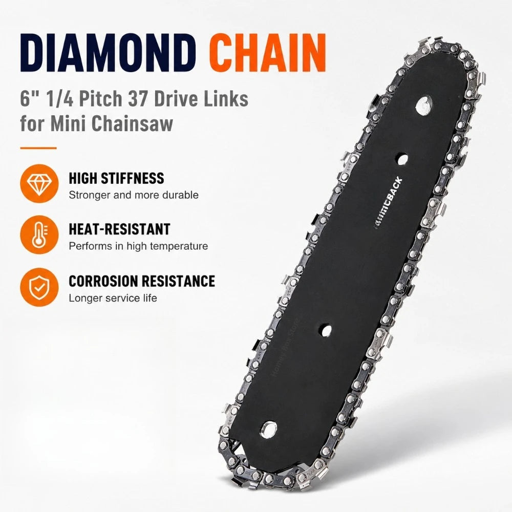 Portable Electric Chainsaw Accessory 6 Inch 1/4" Pitch 37 Drive Link Saw Chain Sturdy Replacement Part for Wood Cutting Tools Qme