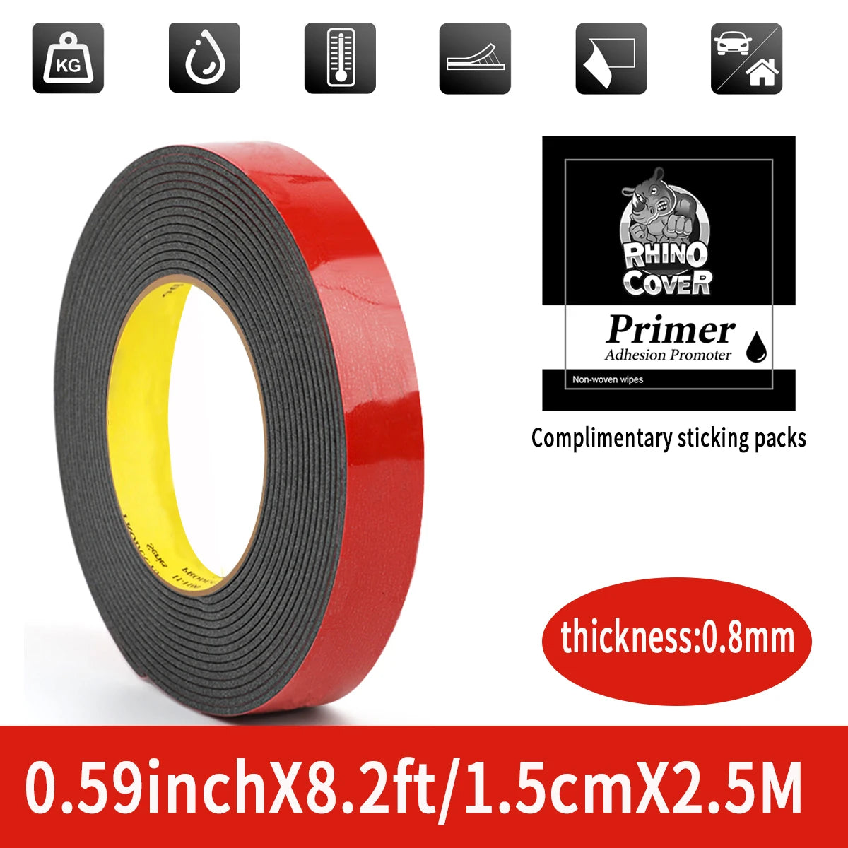 Strong Double Sided Adhesive Tape With High Viscosity For Automotive Use High Temperature Resistant Fixed Adhesive Patch Qme 1.5cmX2.5m
