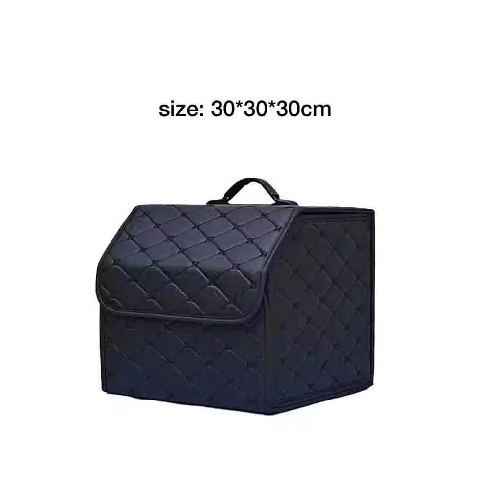 Foldable Car Trunk Storage Organizer Box Collapsible Vehicle Rear Cargo Bin Space Saving Decorative Trunk Accessory Qme Black S