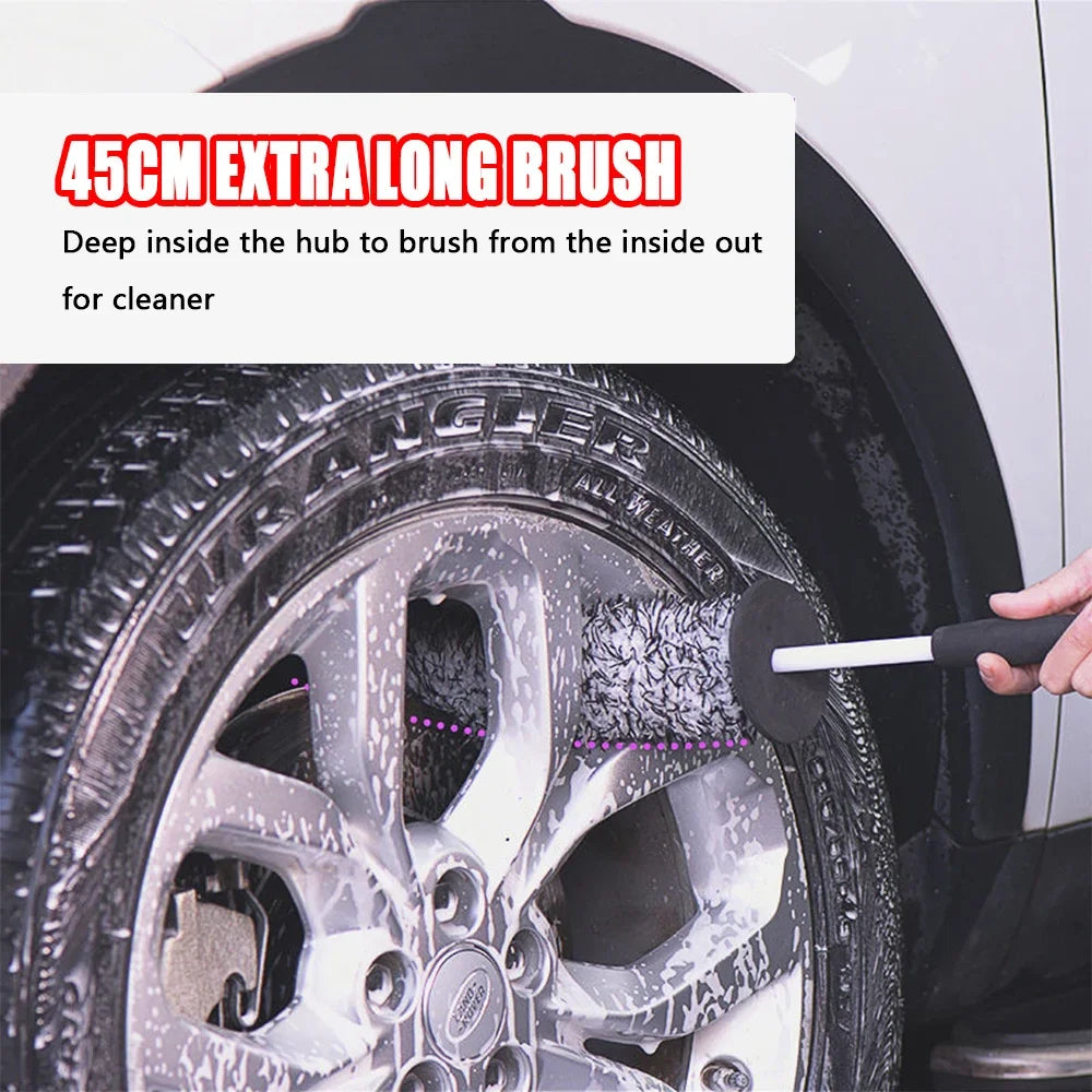 Car Wash Super Brush Microfiber Premium Wheels Brush Non-Slip soft Handle Easy To Cleaning car wheel Spokes Car Accessories Qme