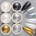 6 Box Moonlight Mirror Nail Powder Silver Fine Glitter Metallic Effect Pigment Gel Polish Chrome Holographic Nail Powder Qme A2