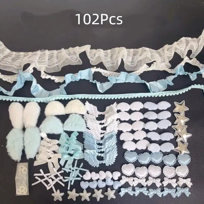 DIY Decorative Lace Appliques Kit Gothic Lolita Trim Decor Set Bow Lace Accessories Set Card Cover Pain Bag DIY Material Pack Qme A2