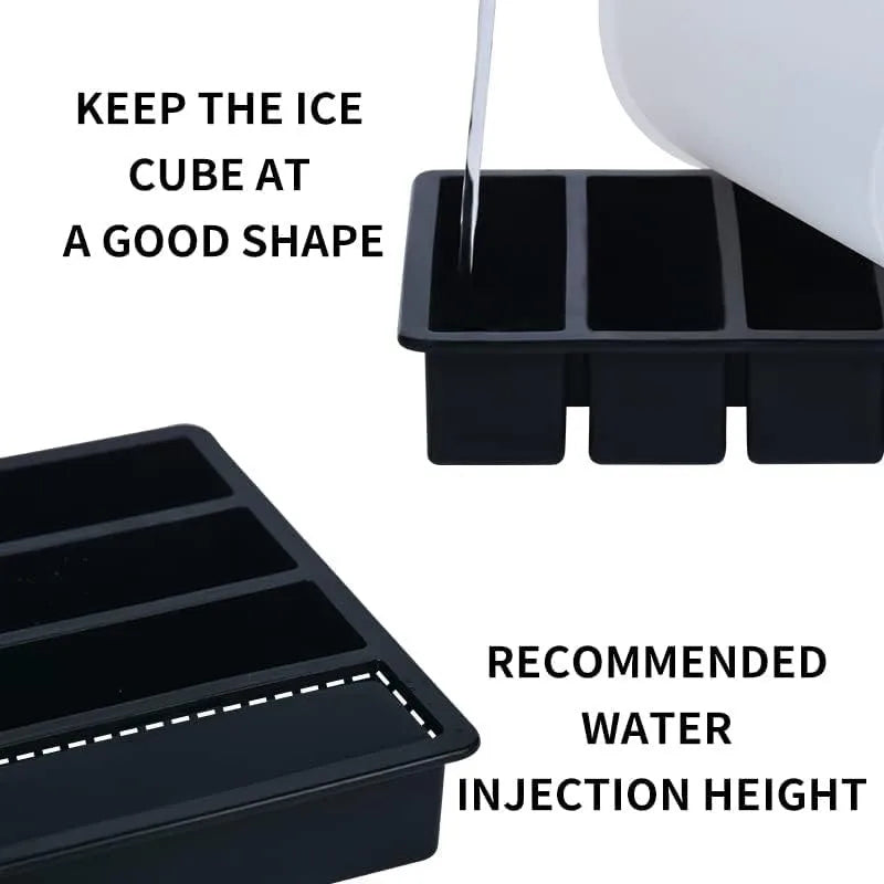 4 Grid Rectangular Silicone Ice Cube Mold with Lid Household Food Grade Ice Grid Tray Whiskey Ice Box Qme
