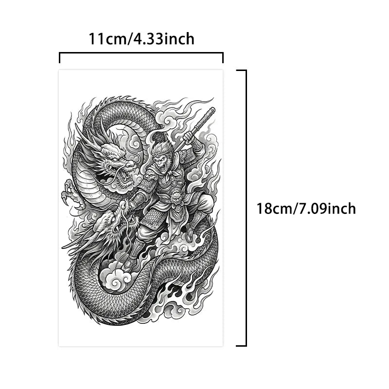 Dragon Soaring Temporary Tattoo, Herbal Juice Waterproof & Long-Lasting, Elegant Realistic Body Art for Arm, Sleeve & Thigh Qme HC-898