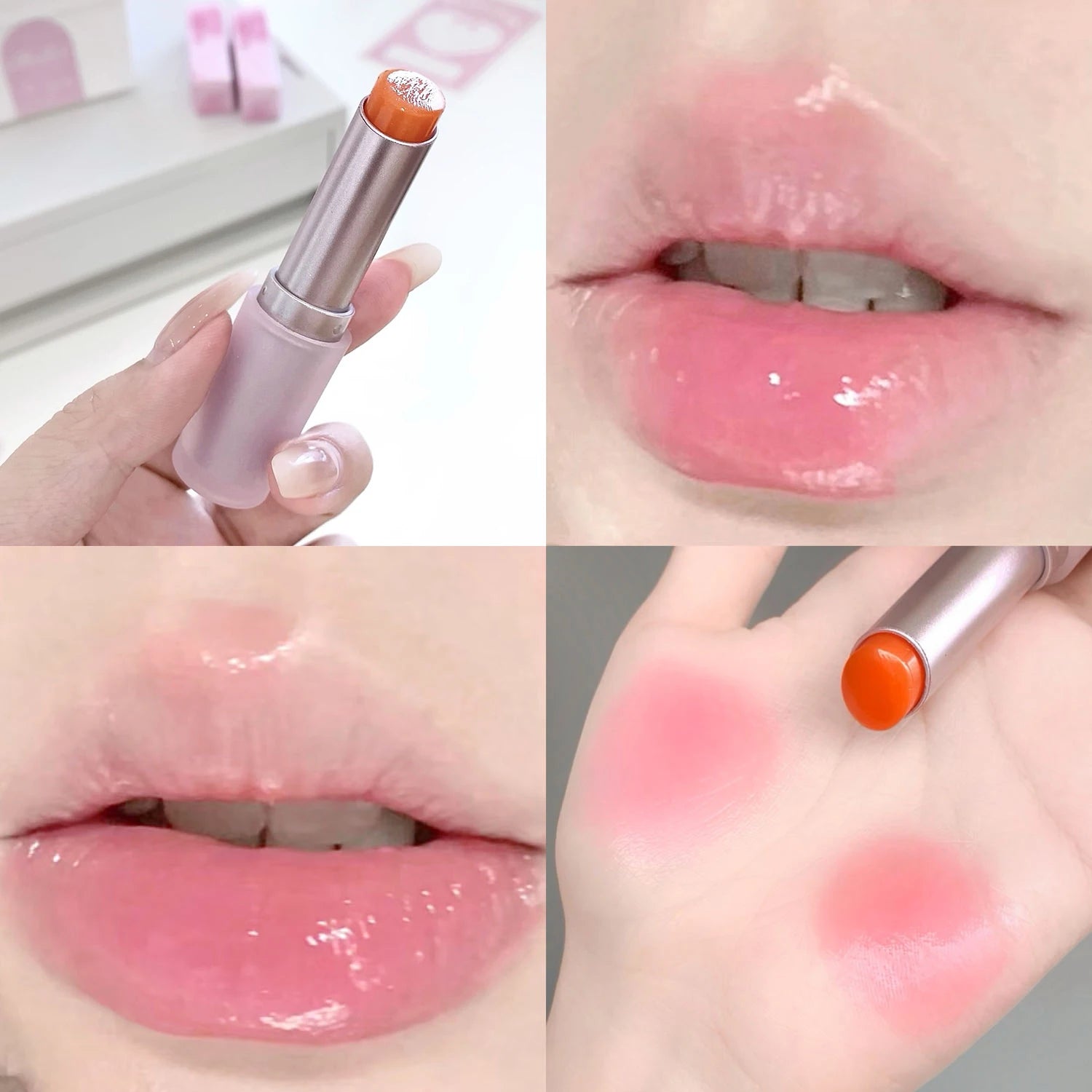 Fruit Lip Balm Moisturizing Clear Lip-Primer Color Tinted Solid Lip Glos Color Changing Nourishing Jelly Pink Lipstick Makeup Qme 02 Orange