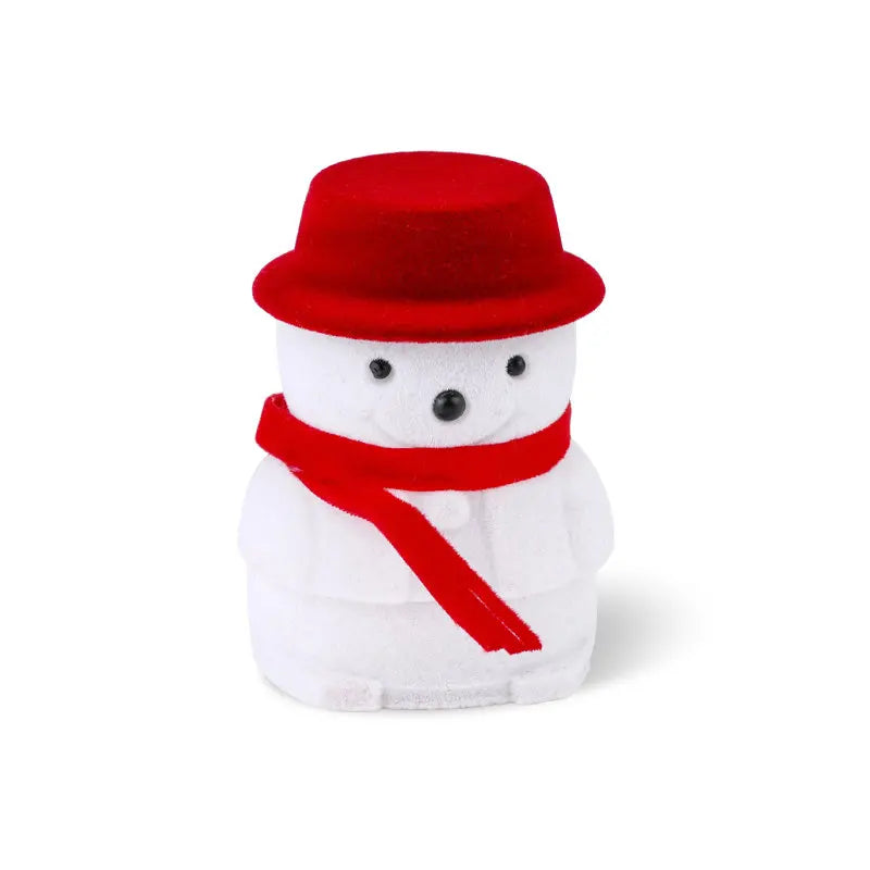 1 Piece snowman Velvet Jewelry Box Santa Claus Ring Box Jewelry Container for Earrings Display Christmas Gift Box Holder Qme snowman-red