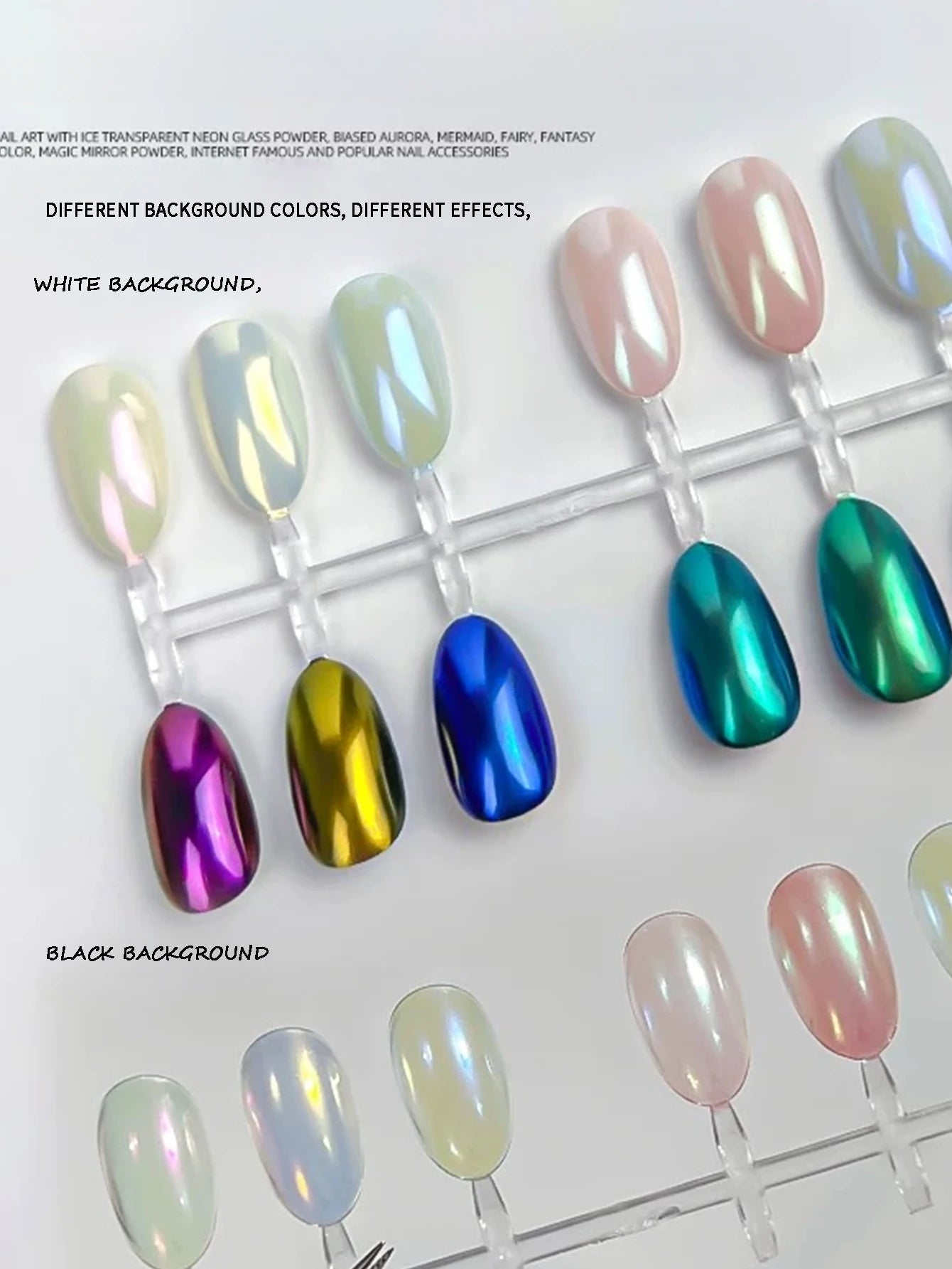 Aurora Pearl Mirror Nail Powder 6 Chrome Metallic Effect Chameleon Qme