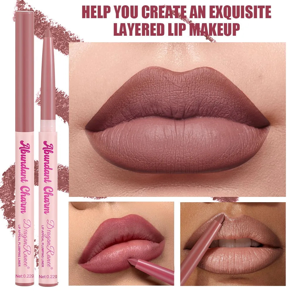 12 Colors Matte Lip Liner Pen Nude Pink Lip Contour Stick Waterproof Long-Lasting Outline Non-Drying Automatic Lipstick Makeup Qme