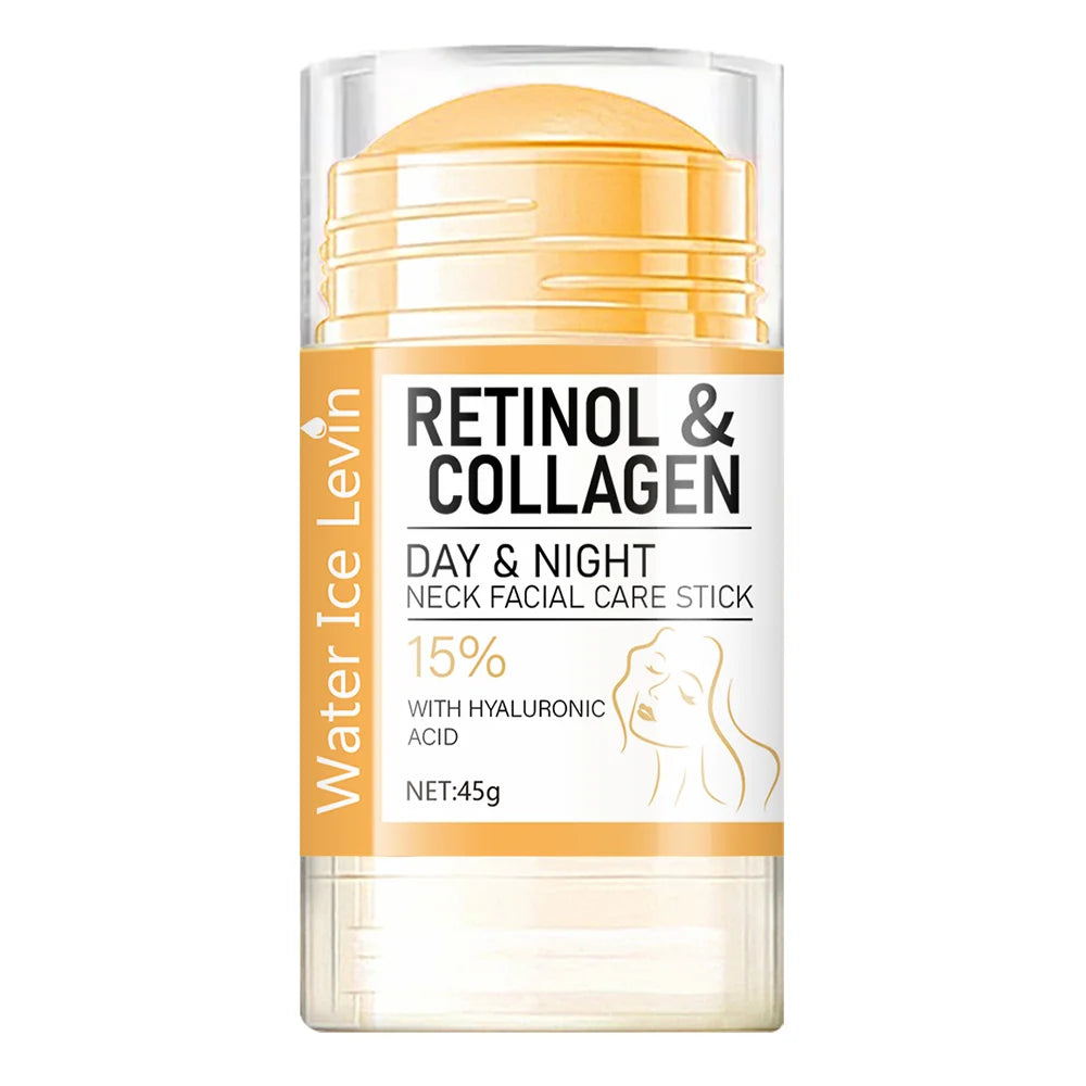 45g Retinol and Collagen Day and Night Neck Cream Facial Stick, Hydrating and Moisturizing, Non-Greasy, Easy to Use, Easy to Absorb, Gentle and Non-Irritating, Deeply Absorbed! Qme 1 Piece 45g