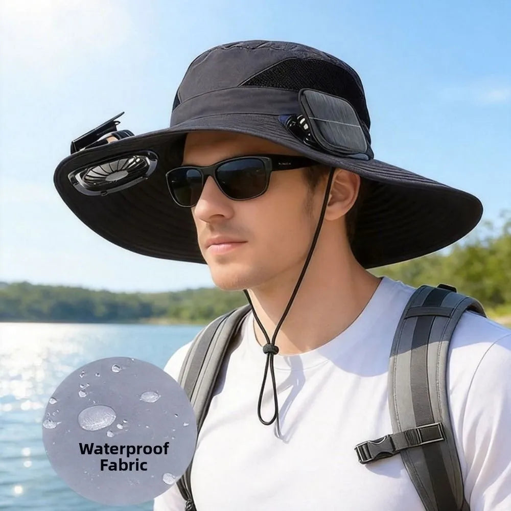 Convenient Dual Fan Solar Hat Breathable 3 Speeds Summer Visor Cap Qme