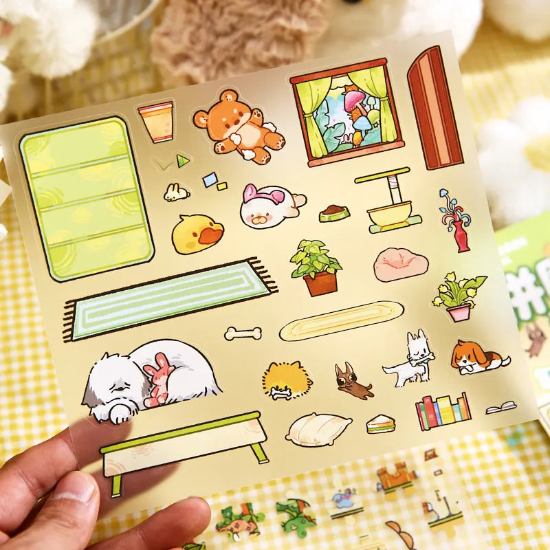 Cute Pets Theme 3D Landscape Stickers for Stress Relief DIY Craft Scrapbook Guitar Phone Case Notebook Decoration Qme