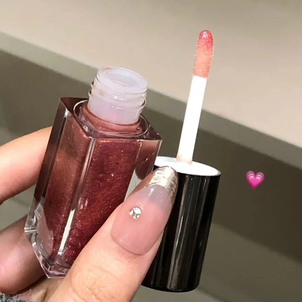  Multichrome Diamond Shimmer Lip Gloss Clear Glitter Metallic Pink Blue Orange Lip Stain Mirror-Shine Gloss 3D Sparkling Lips Qme