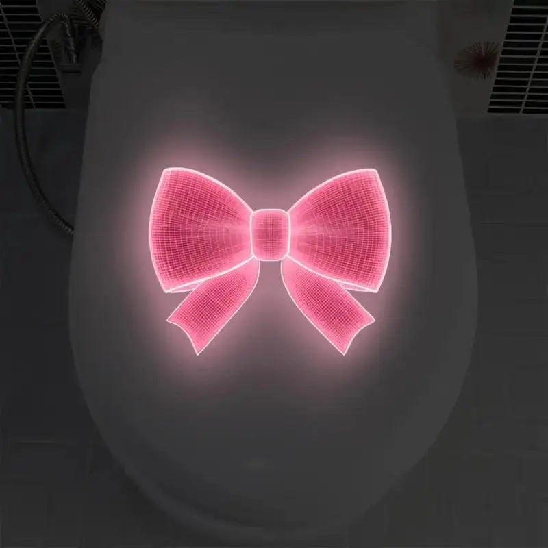 Glow-in-the-Dark Toilet Decoration Decals Luminous Toilet Seat Cover Sticker Pink Bowknot Design PVC Toilet Lid Wall Decoration Qme
