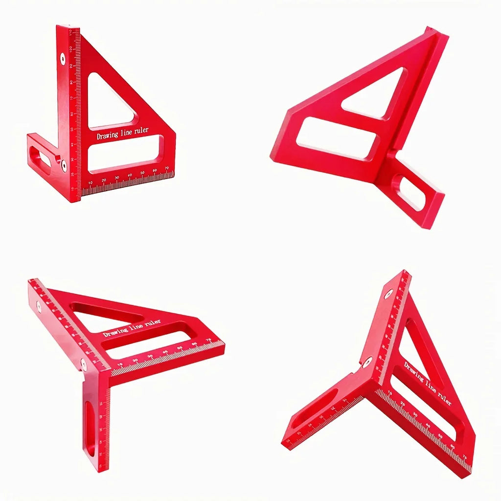 Aluminum Alloy Triangle Scribing Ruler 45/90 Degree Woodworking Layout Measuring Tool Precise Marking Square Drawing Line Ruler Qme