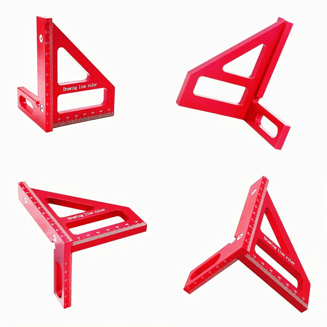 Aluminum Alloy Triangle Scribing Ruler 45/90 Degree Woodworking Layout Measuring Tool Precise Marking Square Drawing Line Ruler Qme