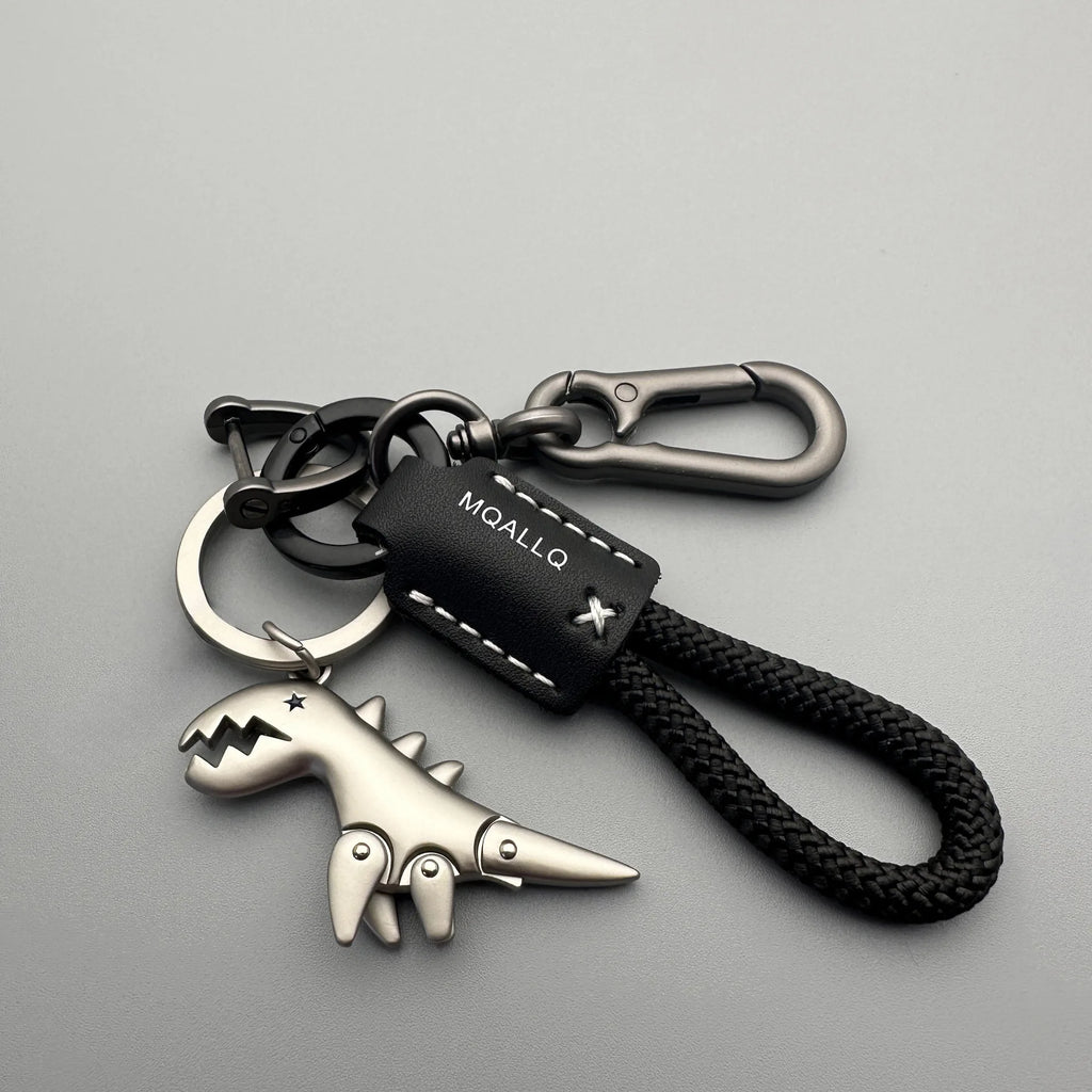 Motorcycle Decoration Accessories and Car Keychain Single Leather Woven Rope Metal Keychain Handbag Pendant Small Gift Qme