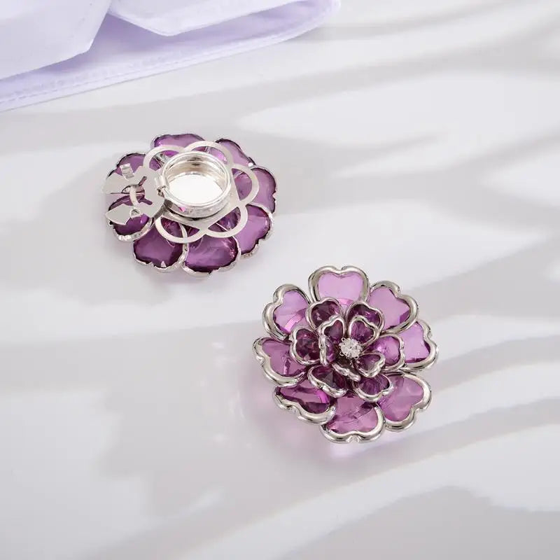 Rhinestone Flower Button Covers Easy Use Fashion Clothing Decor Qme A7