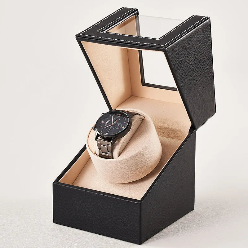 Watch Winder Automatic Winding Box for Mechanical Watches, Rotating Storage Case Watch Shaker, Automatic Watch Winding Device Qme lychee In Beige