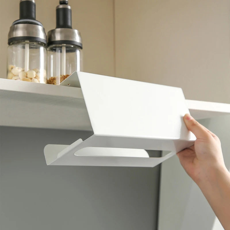 Under Cabinet Holder Paper Towel Kitchen Iron Material Tissue Box Qme