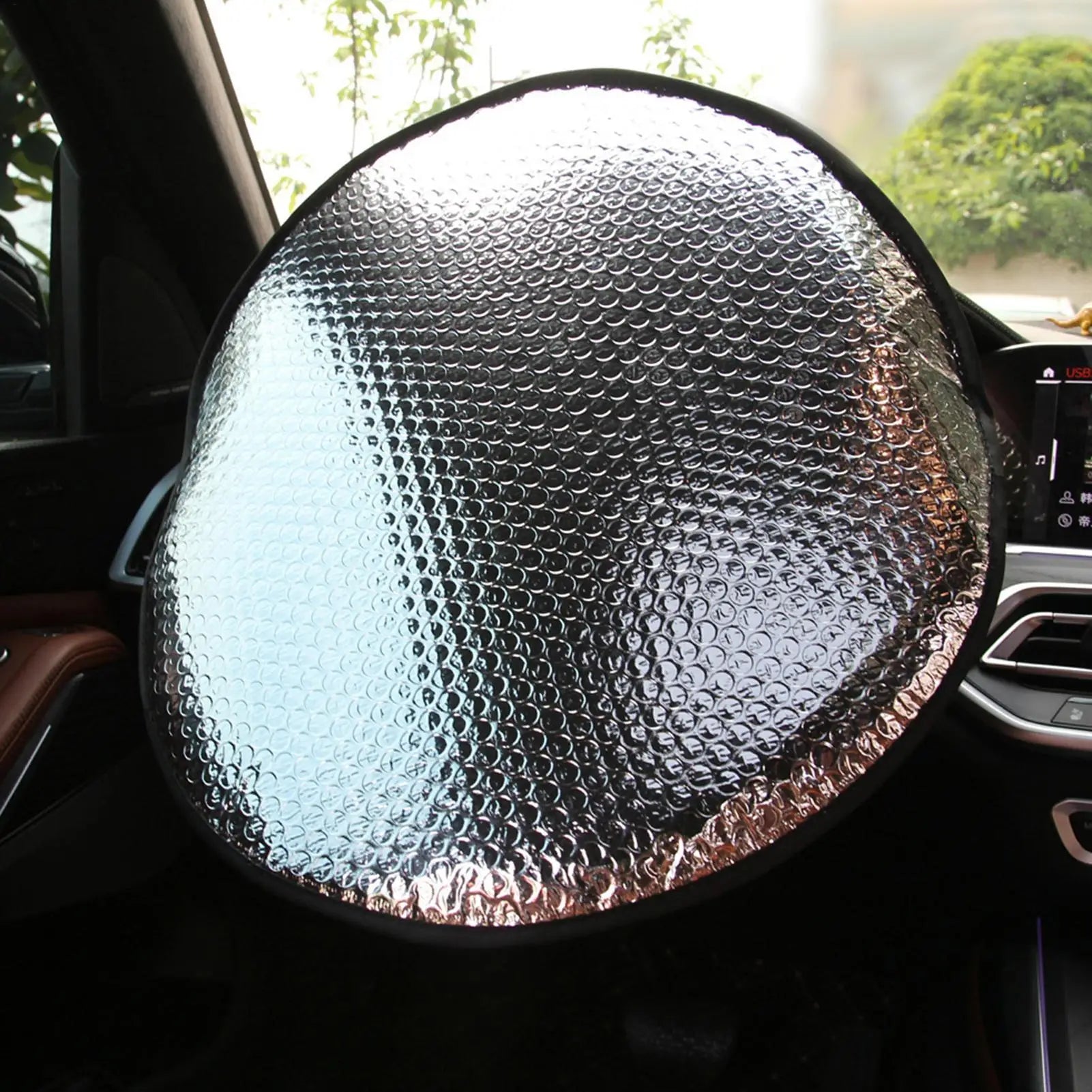 Foil Steering Wheel Cover Steering Wheel Sun Block Aluminum Foil Reflector Protective Vehicle Sunshade Heat Isolation for SUV Qme