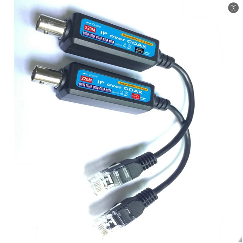 1PCS IP Network POE to Coaxial Cable Transmitter Extend HD Video Network Signal Support 12364578 Qme Beige